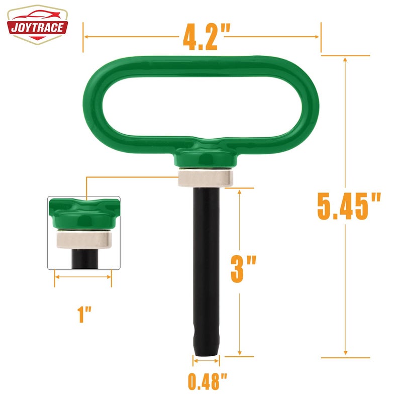 joytrace Magnetic Hitch Pin - Heavy Duty Ultra Strong Neodymium Magnet Trailer Gate Pin for Easy One-Handed Hook On & Off, for Lawn Mower Trailer Hitch Pin and Tow Behind Attachments（Green） - Image 3